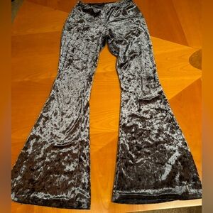 Fashion Nova crushed velour light blue flare pant